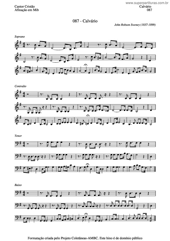 Partitura da música Calvário v.4