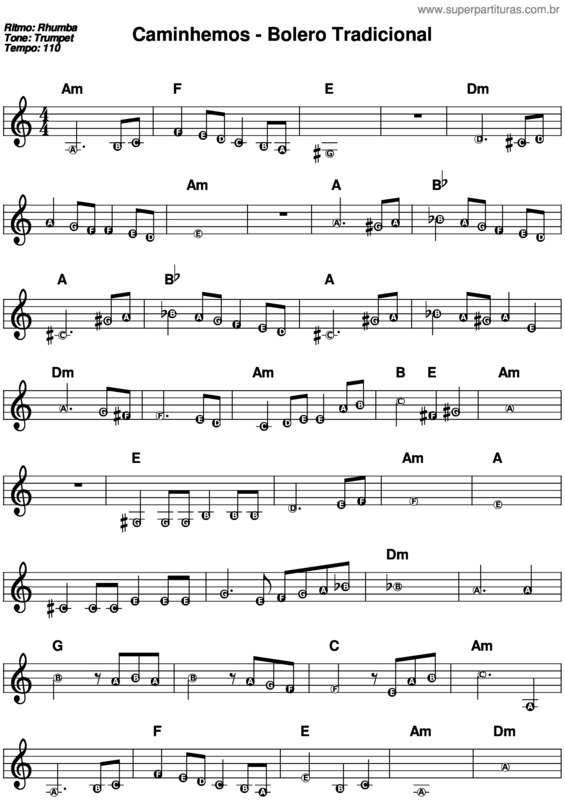 Partitura da música Caminhemos v.9