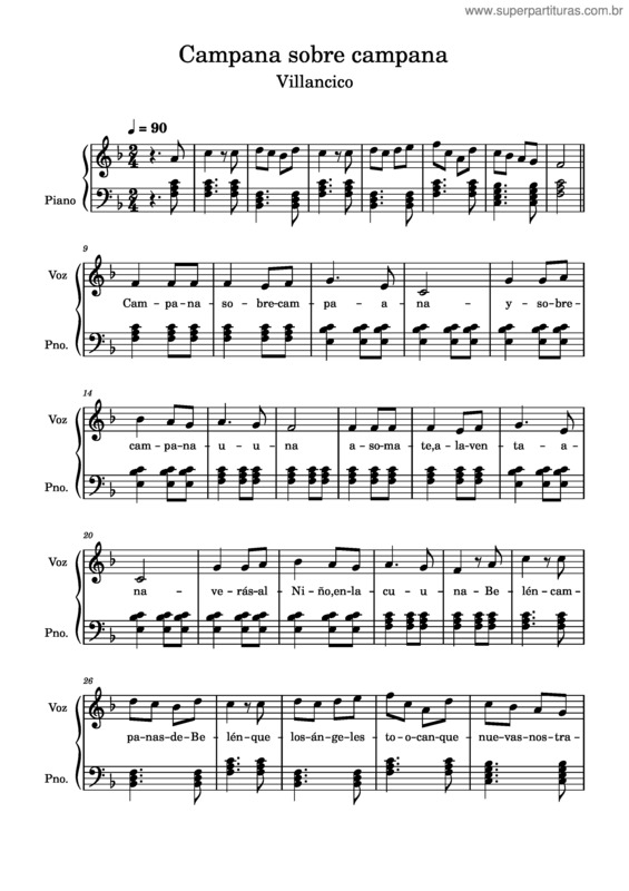 Partitura da música Campana Sobre Campana