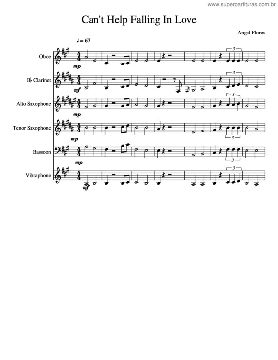 Partitura da música Can`T Help Falling In Love v.8