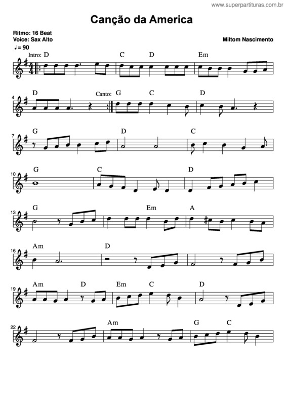 Partitura da música Canção Da América v.8