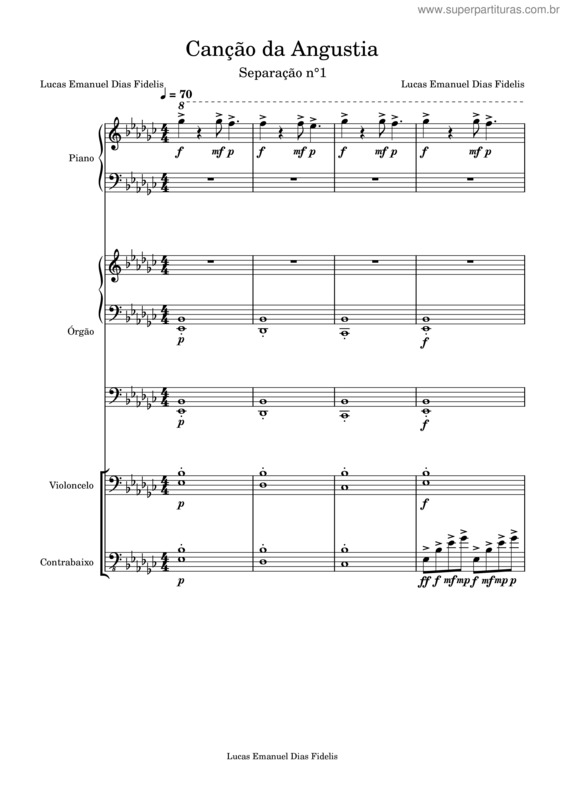 Partitura da música Canção Da Angustia- Separação N°1