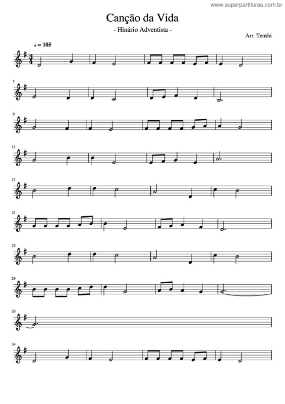 Partitura da música Canção Da Vida v.2