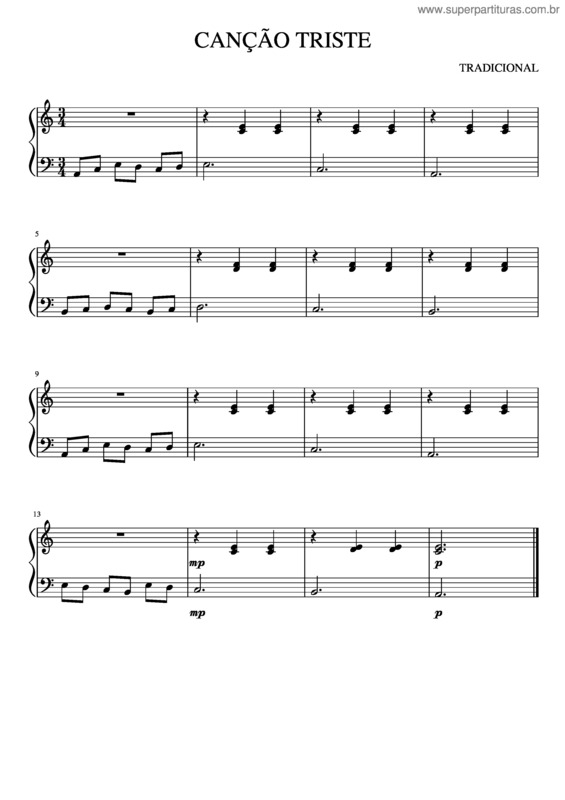 Partitura da música Canção Triste v.2