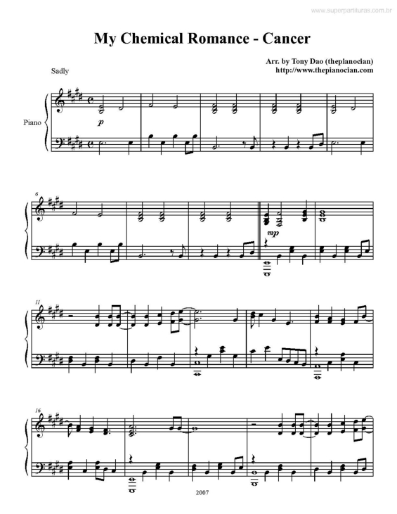 Partitura da música Cancer