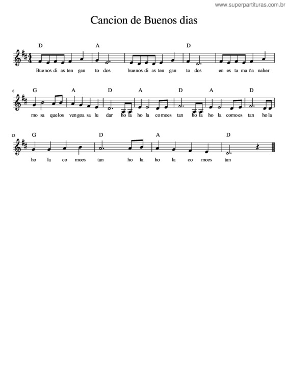 Partitura da música Cancion De Buenos Dias 2