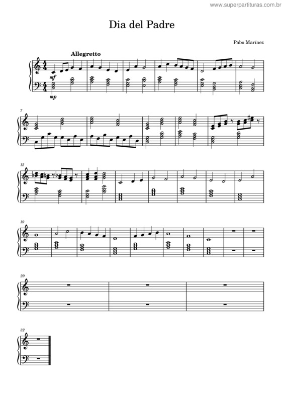 Partitura da música Cancion Para El Dia Del Padre