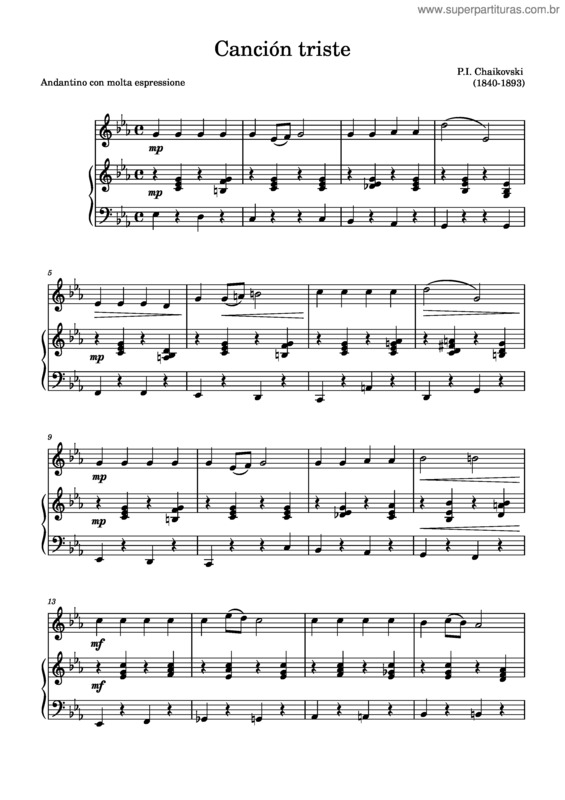 Partitura da música Canción Triste v.3