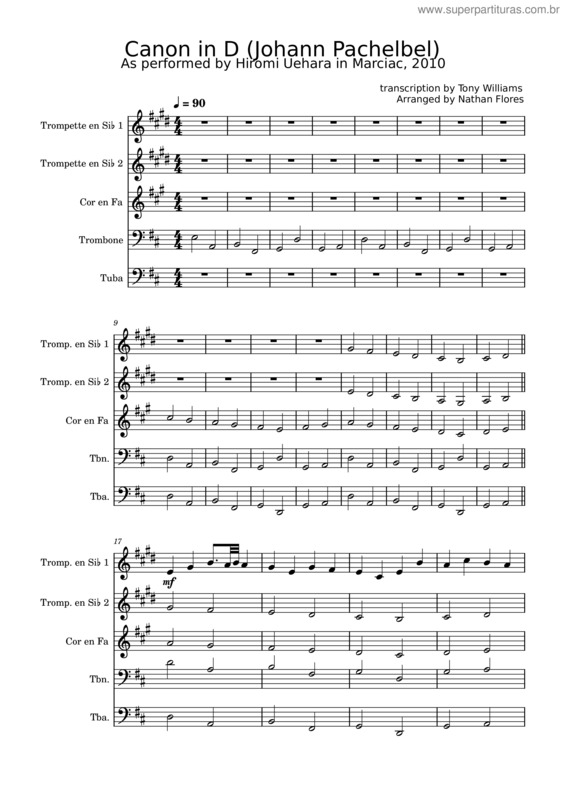 Partitura da música Canon In C v.4