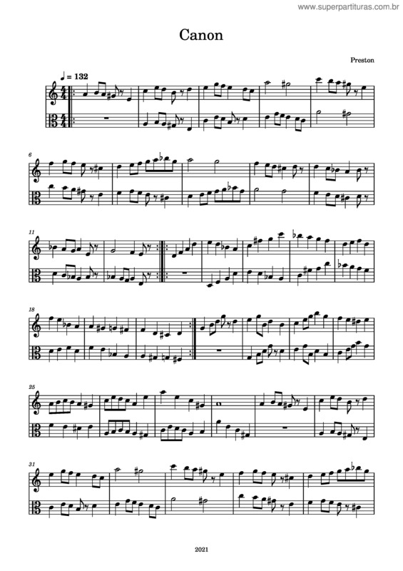 Partitura da música Canon v.5