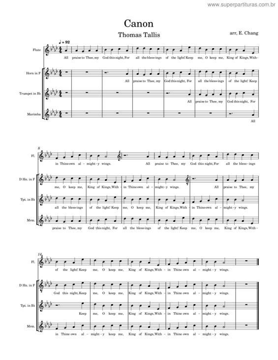 Partitura da música Canon v.6