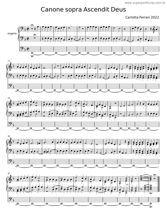 Partitura da música Canone Sopra Ascendit Deus