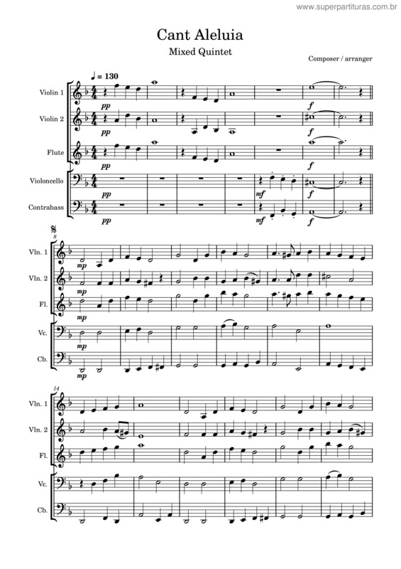 Partitura da música Cânt Aleluia