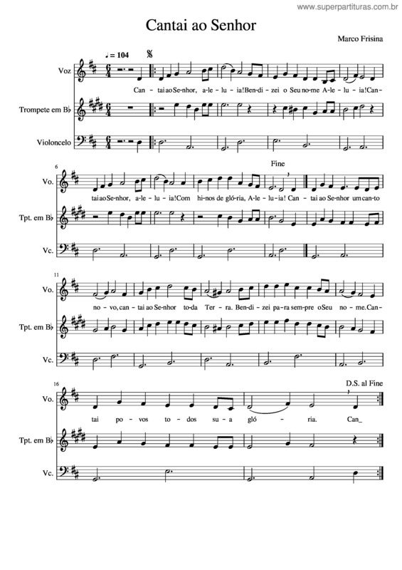 Partitura da música Cantai Ao Senhor, Alleluia!