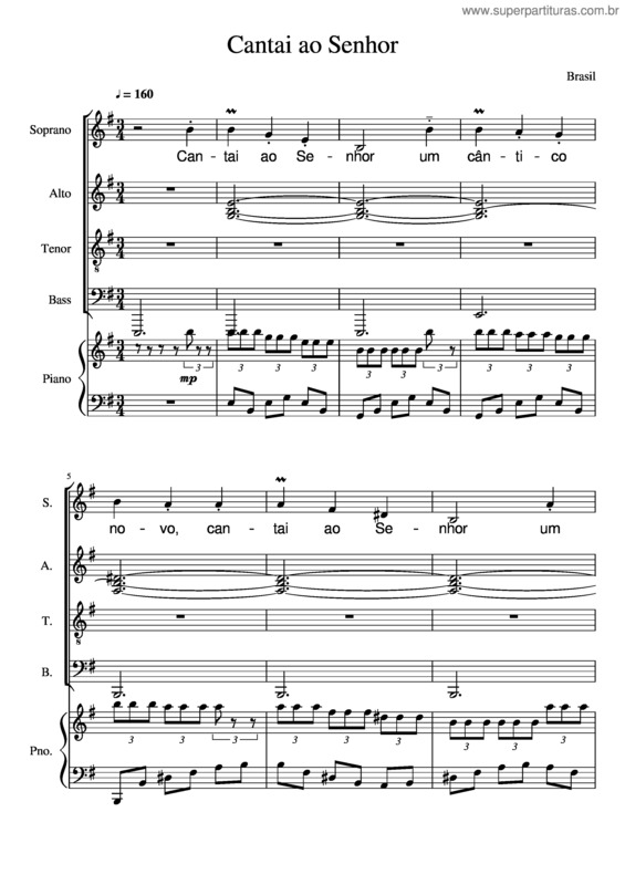 Partitura da música Cantai Ao Senhor Brasil