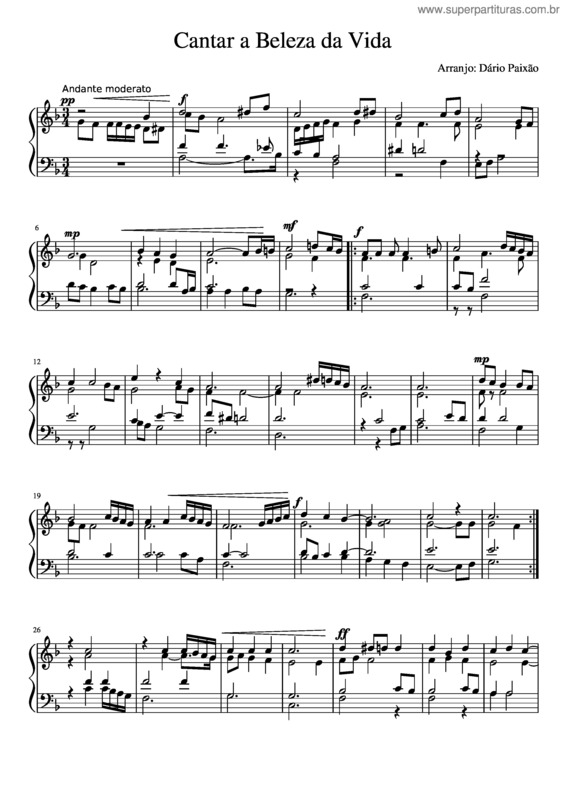 Partitura da música Cantar A Beleza Da Vida v.2