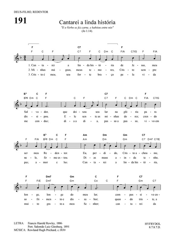 Partitura da música Cantarei A Linda História