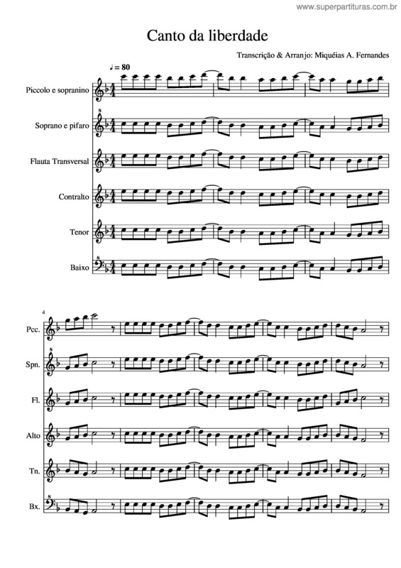 Partitura da música Canto Da Liberdade