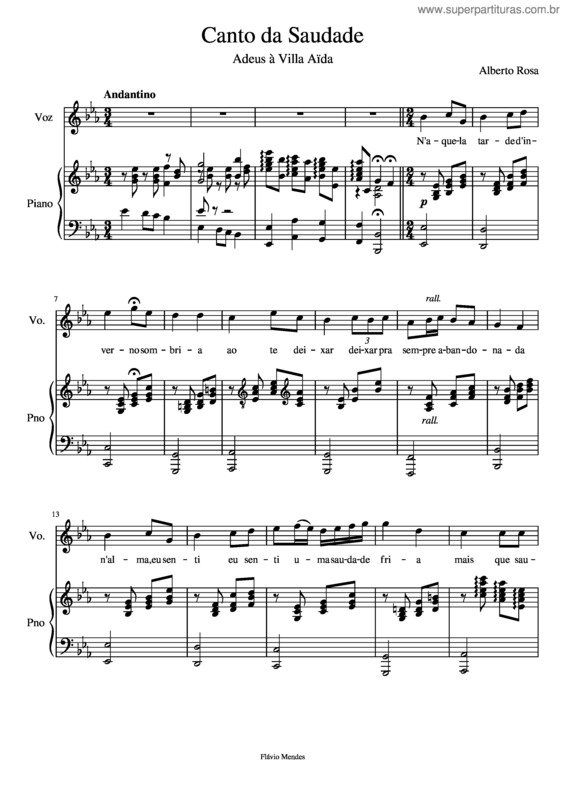 Partitura da música Canto Da Saudade v.4