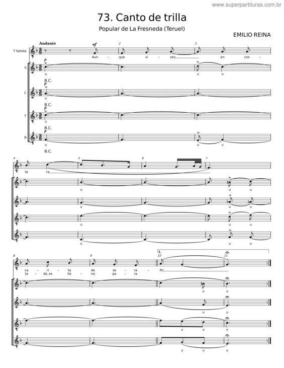 Partitura da música Canto De Trilla