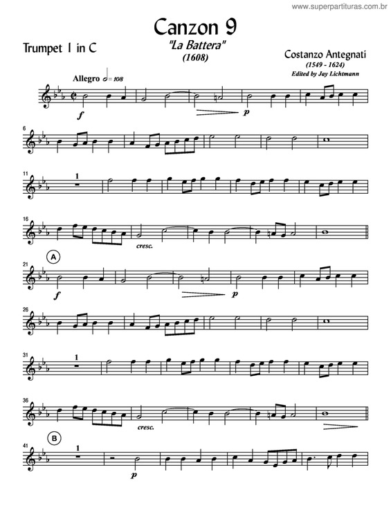 Partitura da música Canzon 9