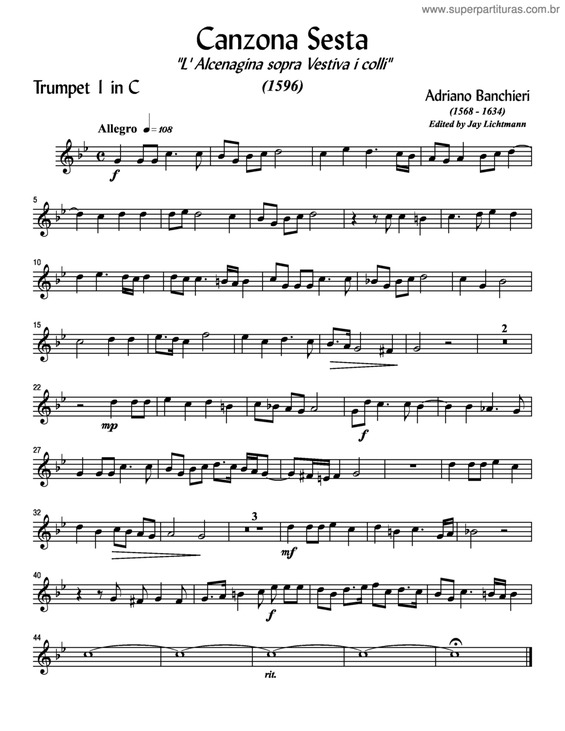 Partitura da música Canzona Sesta