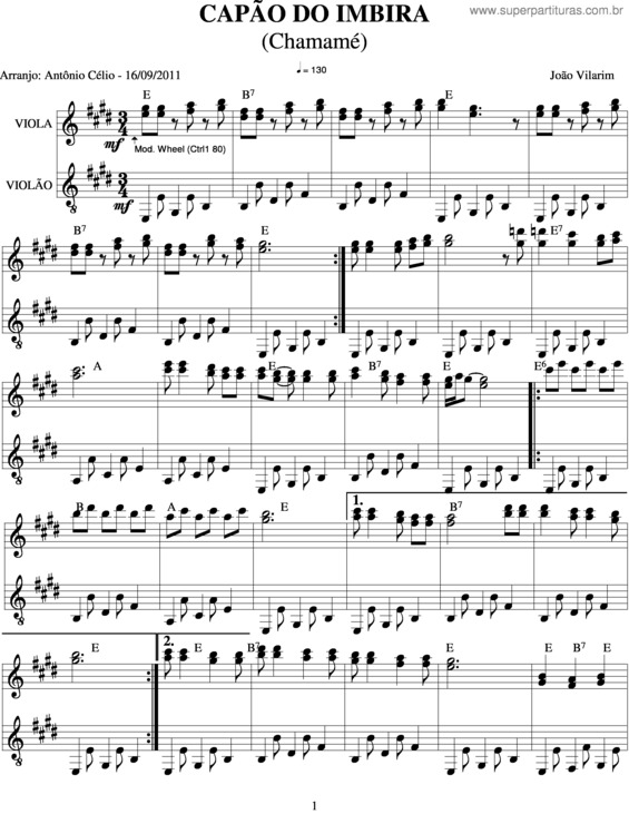 Partitura da música Capão Do Embira