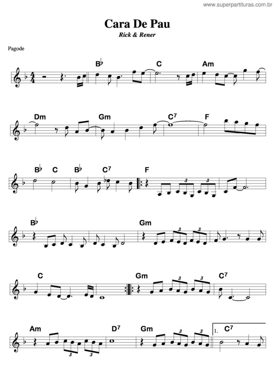 Partitura da música Cara De Pau v.3