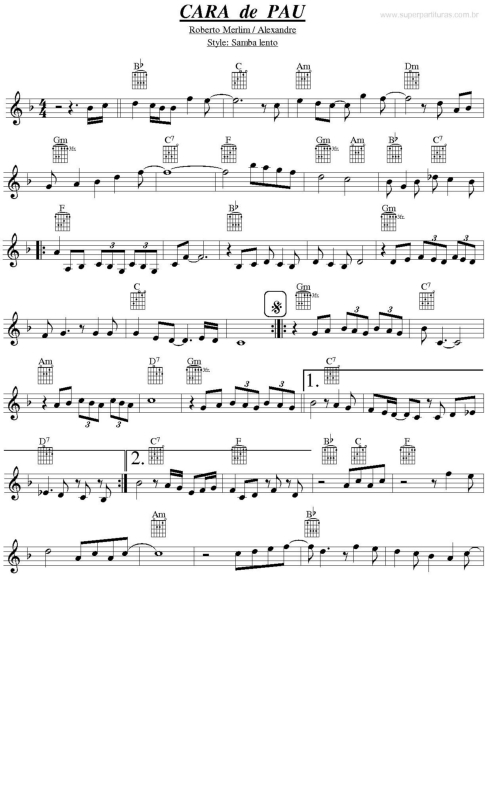 Partitura da música Cara De Pau