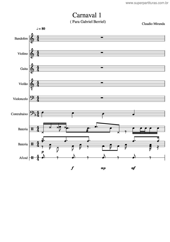 Partitura da música Carnaval 1