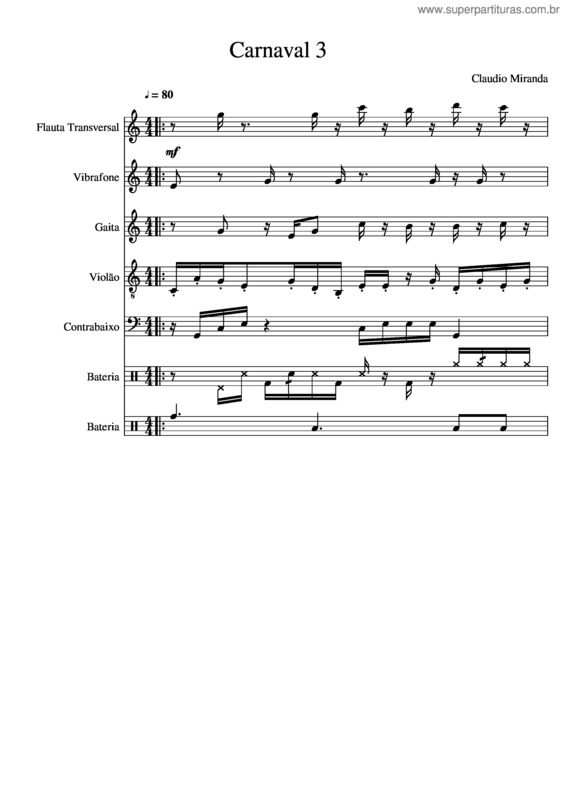 Partitura da música Carnaval 3