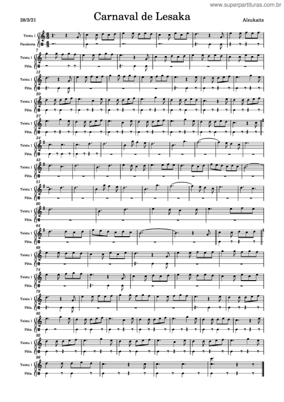 Partitura da música Carnaval De Lesaka