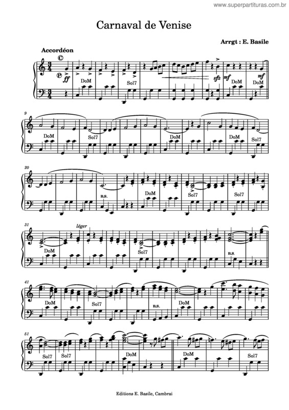 Partitura da música Carnaval De Venise v.2