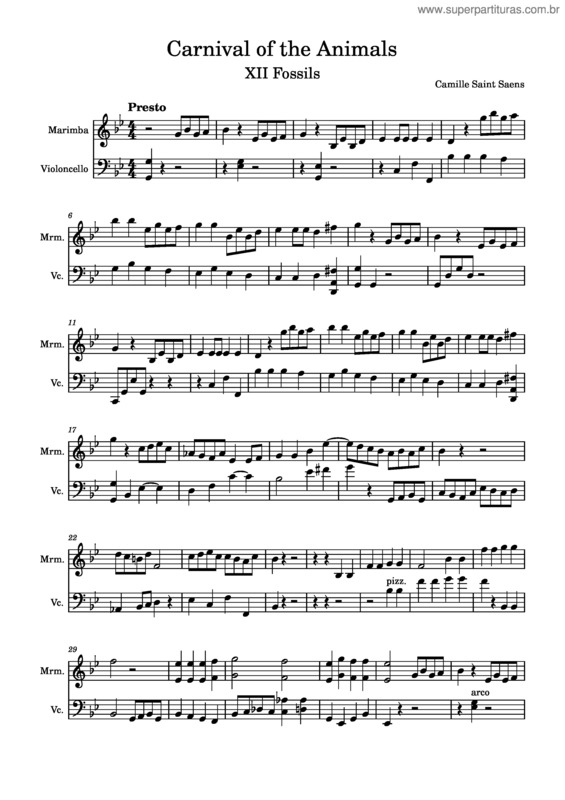 Partitura da música Carnival Of The Animals v.10