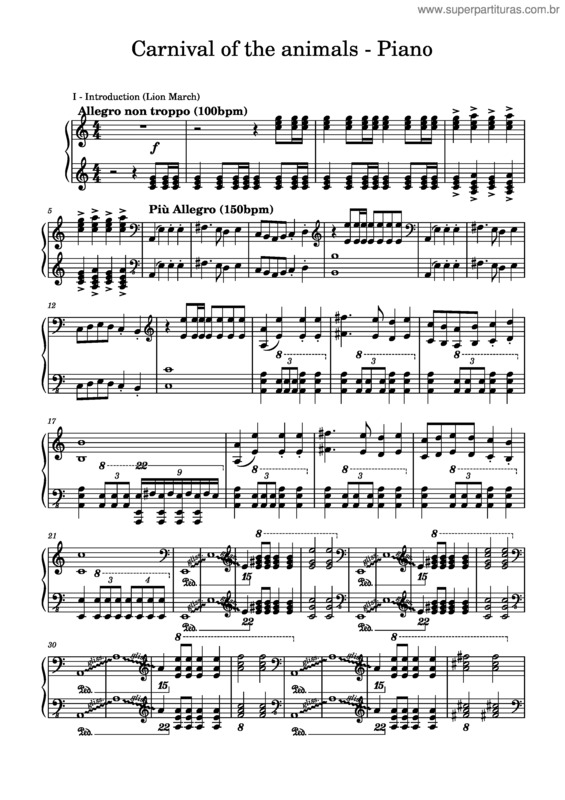 Partitura da música Carnival Of The Animals v.21