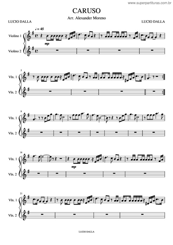 Partitura da música Caruso v.17