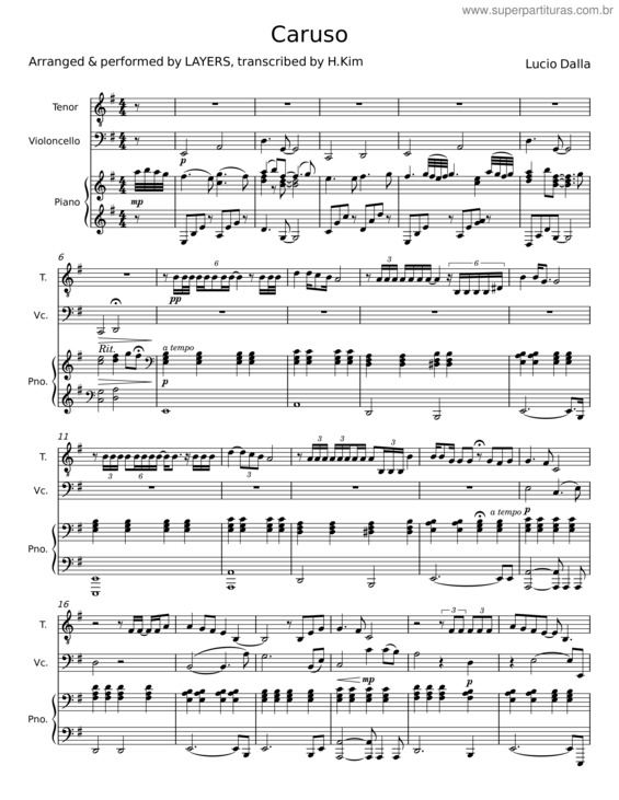 Partitura da música Caruso v.24