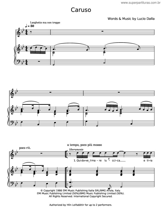 Partitura da música Caruso v.25