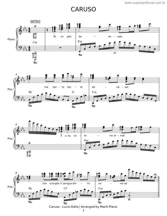 Partitura da música Caruso v.29