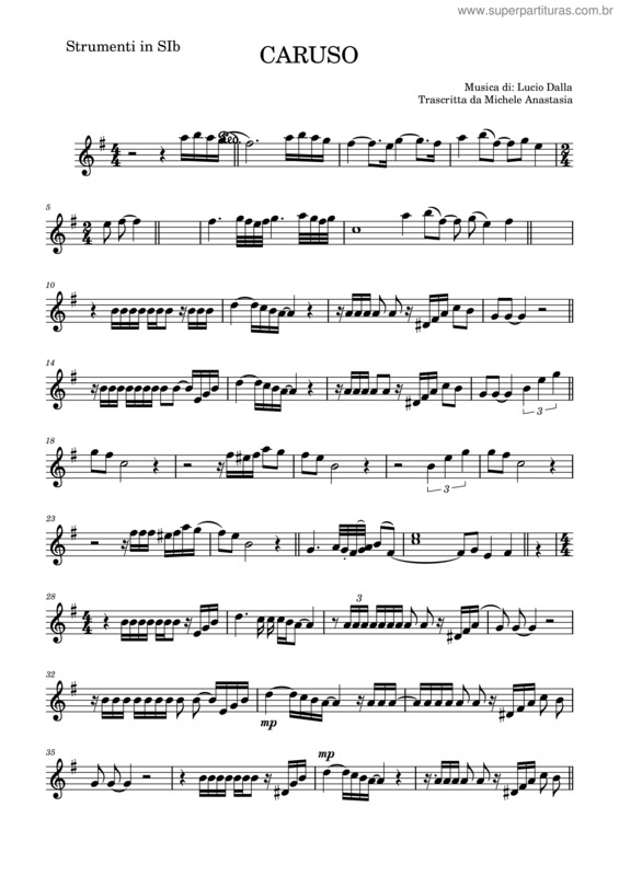 Partitura da música Caruso v.30