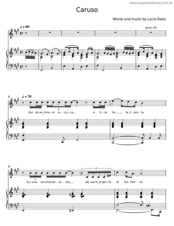 Partitura da música Caruso v.32