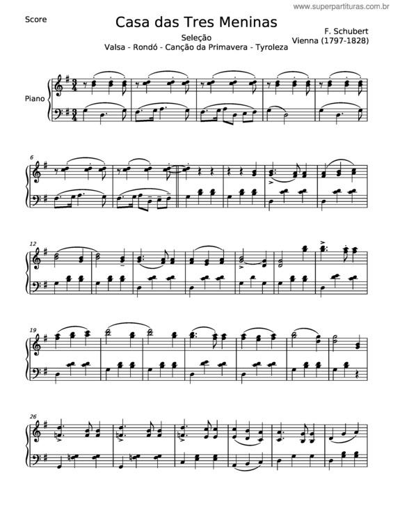 Partitura da música Casa Das Tres Meninas