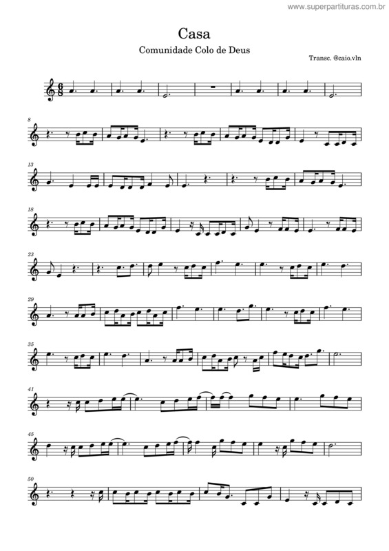 Partitura da música Casa