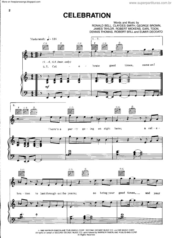 Partitura da música Celebration v.4