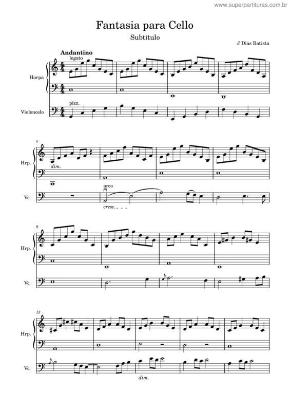 Partitura da música Cello E Harpa