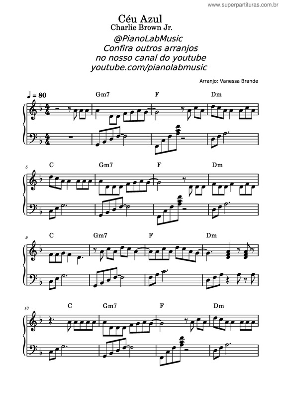 Partitura da música Céu Azul v.4