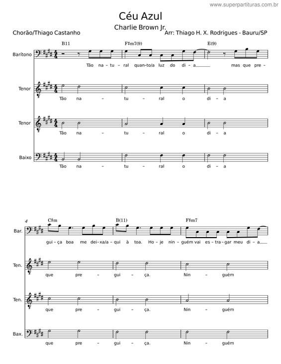 Partitura da música Céu Azul v.5