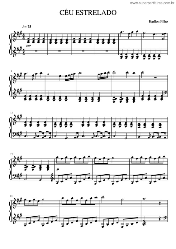 Partitura da música Céu Estrelado v.2