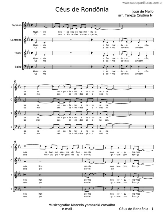 Partitura da música Céus De Rondônia