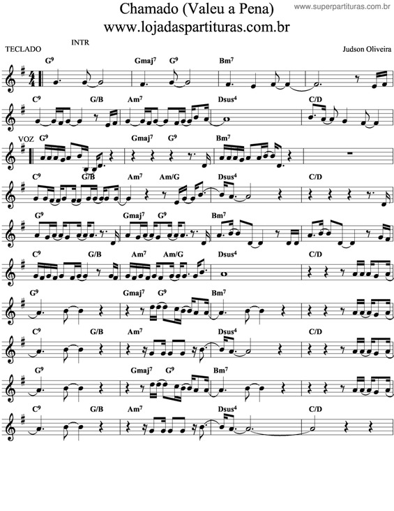 Partitura da música Chamado v.2